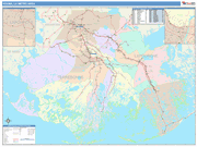 Houma-Thibodaux Metro Area Wall Map Color Cast Style